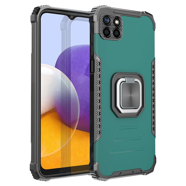 For Samsung Galaxy A22 5G Fierce Warrior Series Armor Aluminum Alloy + TPU Phone Case with Ring Holder