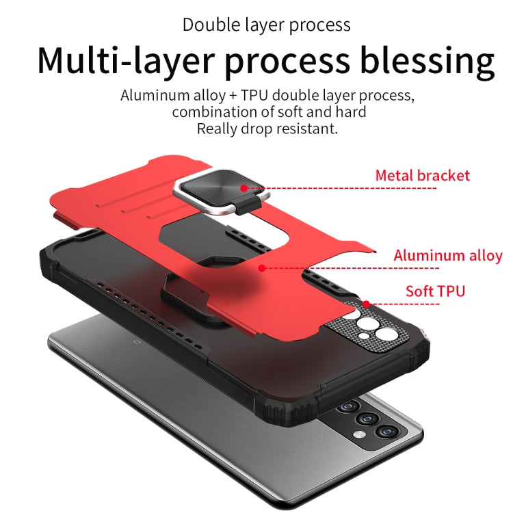For Samsung Galaxy A22 5G Fierce Warrior Series Armor Aluminum Alloy + TPU Phone Case with Ring Holder