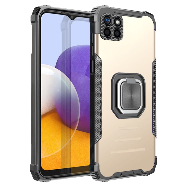 For Samsung Galaxy A22 5G Fierce Warrior Series Armor Aluminum Alloy + TPU Phone Case with Ring Holder