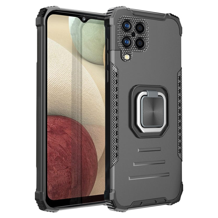 For Samsung Galaxy A12 Fierce Warrior Series Armor Aluminum Alloy + TPU Phone Case with Ring Holder