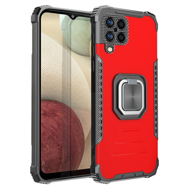 For Samsung Galaxy A12 Fierce Warrior Series Armor Aluminum Alloy + TPU Phone Case with Ring Holder