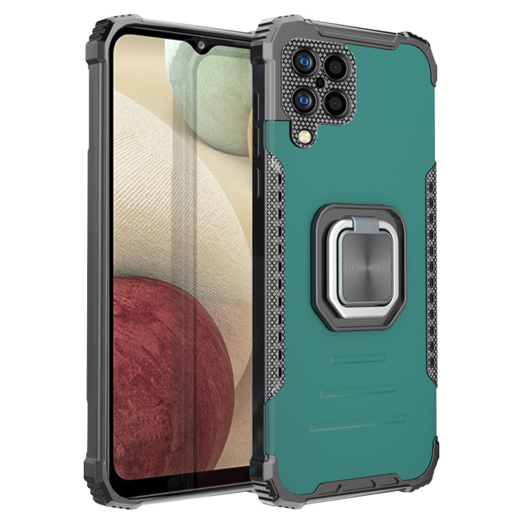 For Samsung Galaxy A12 Fierce Warrior Series Armor Aluminum Alloy + TPU Phone Case with Ring Holder