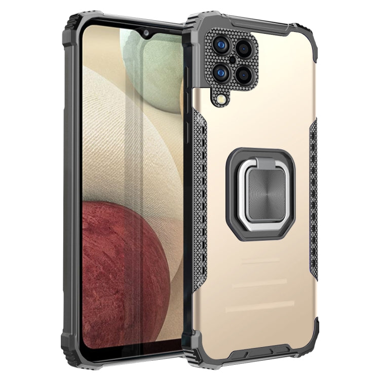 For Samsung Galaxy A12 Fierce Warrior Series Armor Aluminum Alloy + TPU Phone Case with Ring Holder