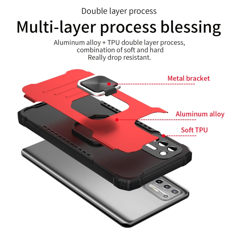 For Motorola Moto G Play 2021 Fierce Warrior Series Armor Aluminum Alloy + TPU Phone Case with Ring Holder