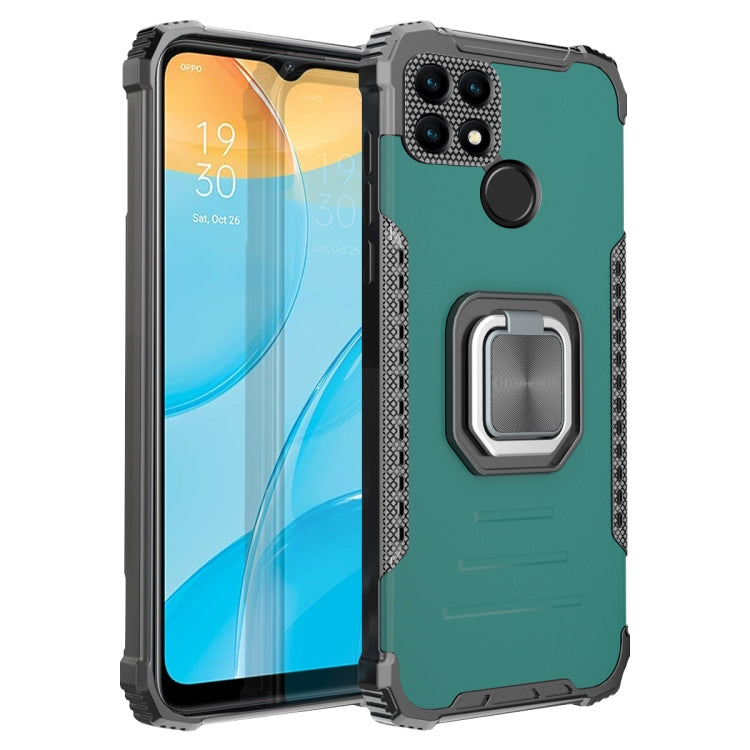 For OPPO A15 / A15S Fierce Warrior Series Armor Aluminum Alloy + TPU Phone Case with Ring Holder