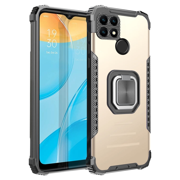 For OPPO A15 / A15S Fierce Warrior Series Armor Aluminum Alloy + TPU Phone Case with Ring Holder