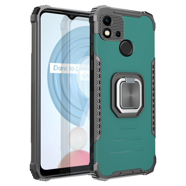 For OPPO Realme C20 / C21 / C11 / C11 2021 Fierce Warrior Series Armor Aluminum Alloy + TPU Phone Case with Ring Holder