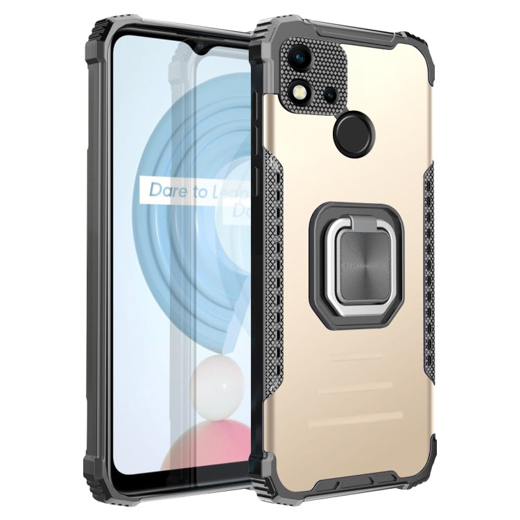 For OPPO Realme C20 / C21 / C11 / C11 2021 Fierce Warrior Series Armor Aluminum Alloy + TPU Phone Case with Ring Holder