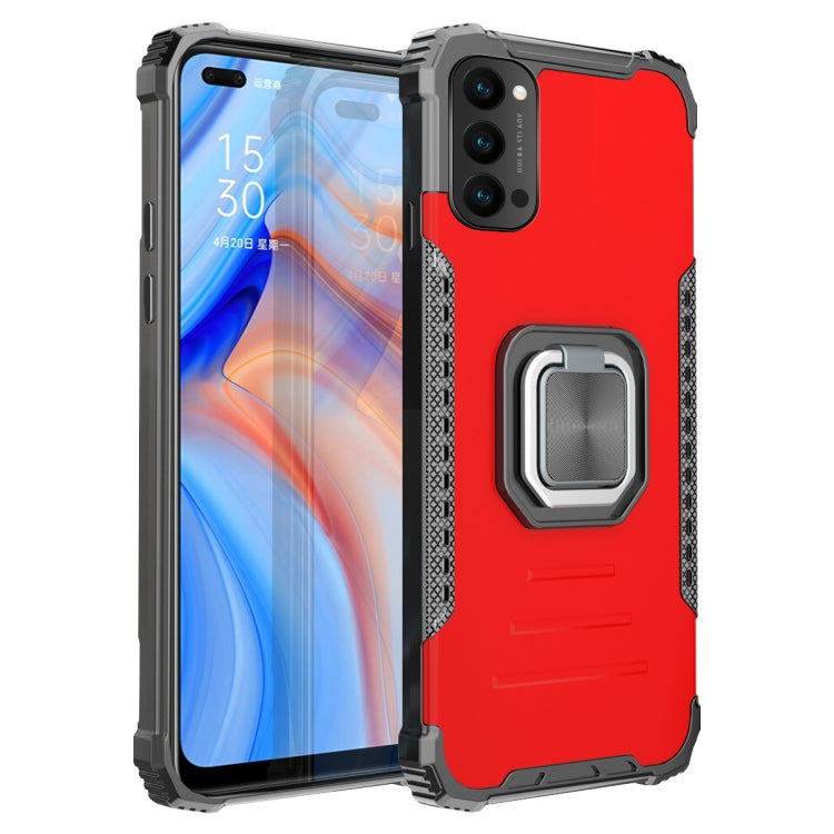 For OPPO Reno4 5G / 4G Fierce Warrior Series Armor Aluminum Alloy + TPU Phone Case with Ring Holder