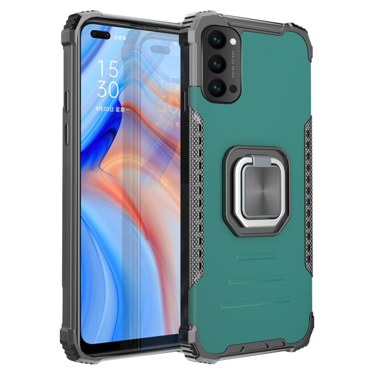 For OPPO Reno4 5G / 4G Fierce Warrior Series Armor Aluminum Alloy + TPU Phone Case with Ring Holder