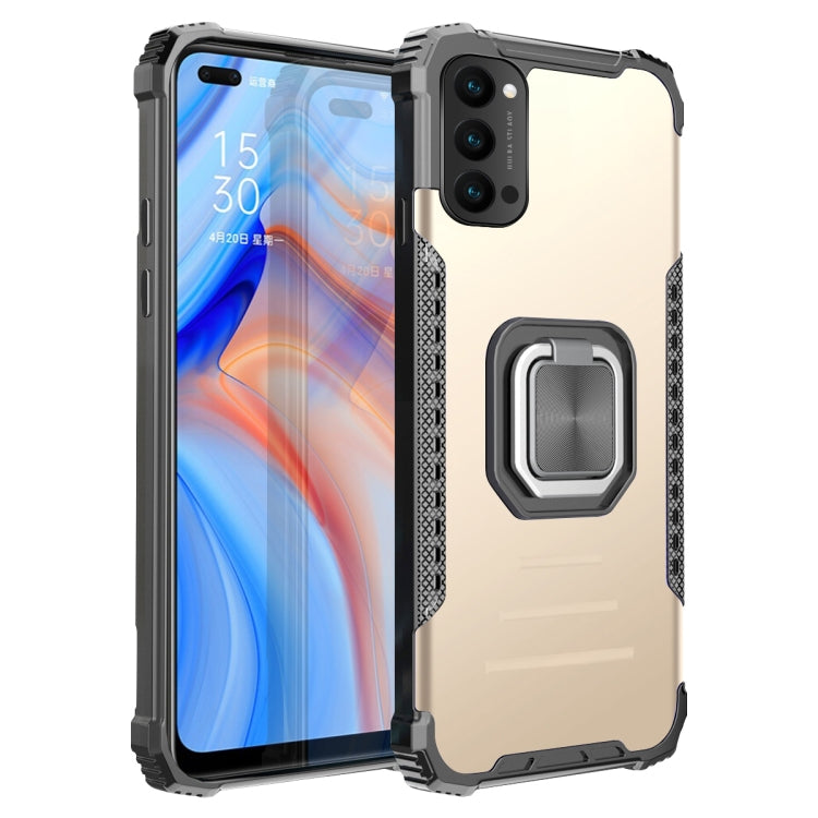 For OPPO Reno4 5G / 4G Fierce Warrior Series Armor Aluminum Alloy + TPU Phone Case with Ring Holder