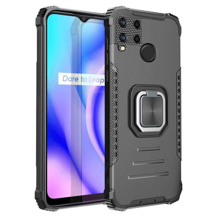 For OPPO Realme C15 / C12 / C25 Fierce Warrior Series Armor Aluminum Alloy + TPU Phone Case with Ring Holder