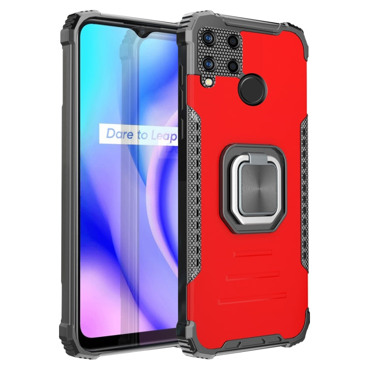 For OPPO Realme C15 / C12 / C25 Fierce Warrior Series Armor Aluminum Alloy + TPU Phone Case with Ring Holder