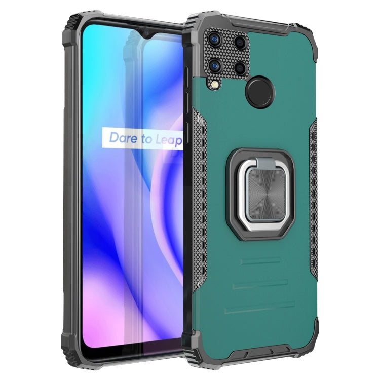 For OPPO Realme C15 / C12 / C25 Fierce Warrior Series Armor Aluminum Alloy + TPU Phone Case with Ring Holder