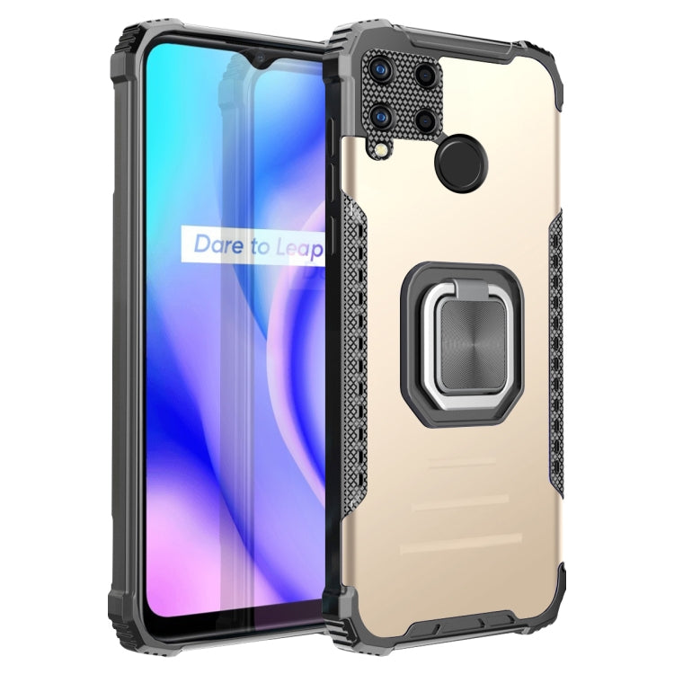 For OPPO Realme C15 / C12 / C25 Fierce Warrior Series Armor Aluminum Alloy + TPU Phone Case with Ring Holder