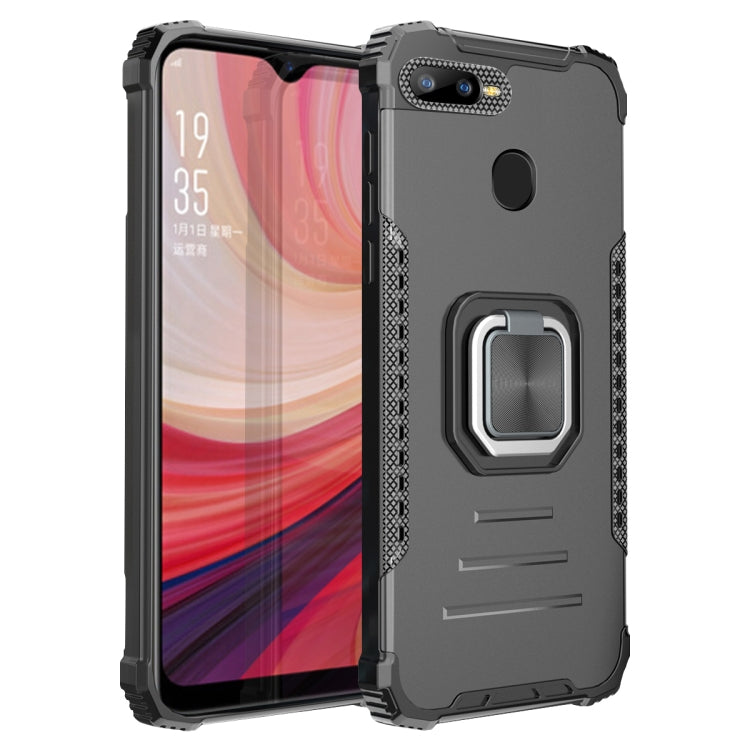 For OPPO A7 / A5S / A12 / A11K / F9 Fierce Warrior Series Armor Aluminum Alloy + TPU Phone Case with Ring Holder