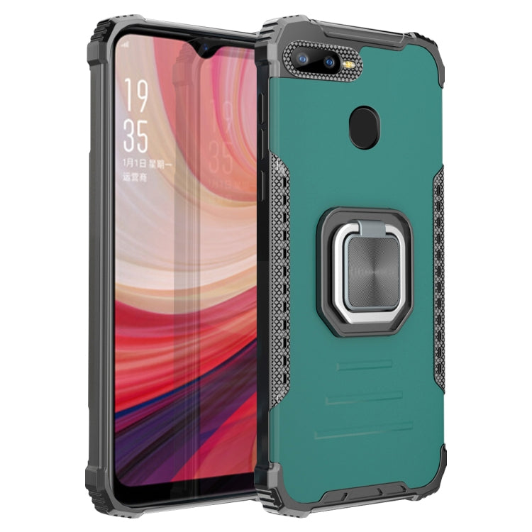 For OPPO A7 / A5S / A12 / A11K / F9 Fierce Warrior Series Armor Aluminum Alloy + TPU Phone Case with Ring Holder
