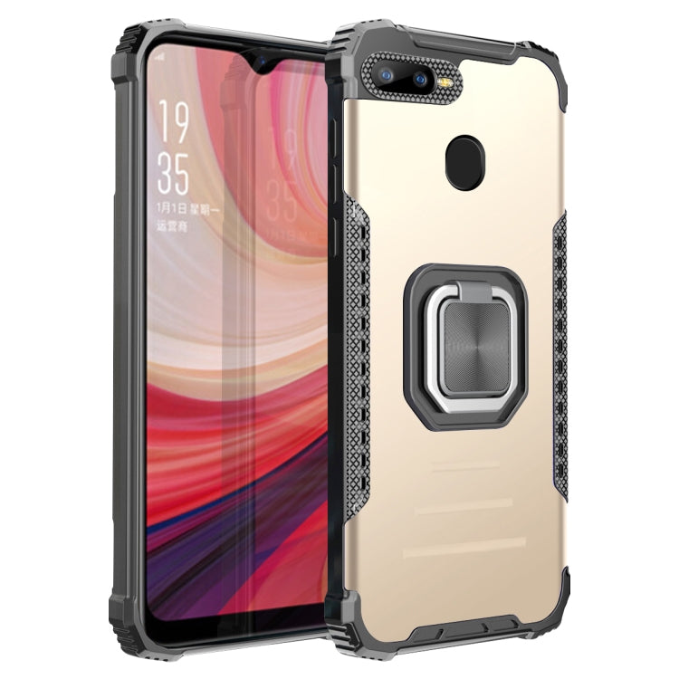 For OPPO A7 / A5S / A12 / A11K / F9 Fierce Warrior Series Armor Aluminum Alloy + TPU Phone Case with Ring Holder