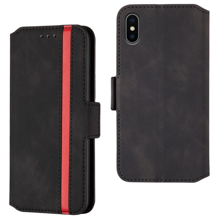 For iPhone X / XS Retro Frosted Oil Side Horizontal Flip Case with Holder & Card Slots