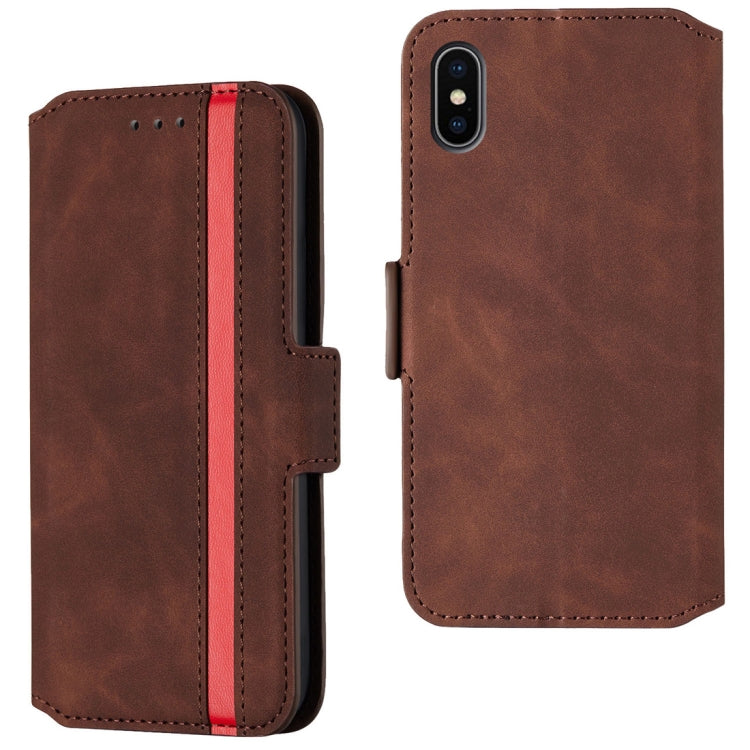 For iPhone X / XS Retro Frosted Oil Side Horizontal Flip Case with Holder & Card Slots