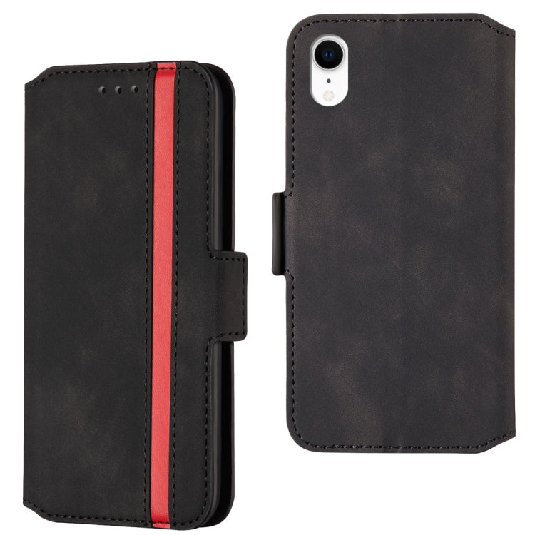 For iPhone XR Retro Frosted Oil Side Horizontal Flip Case with Holder & Card Slots