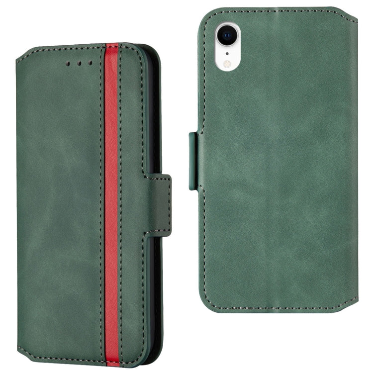 For iPhone XR Retro Frosted Oil Side Horizontal Flip Case with Holder & Card Slots