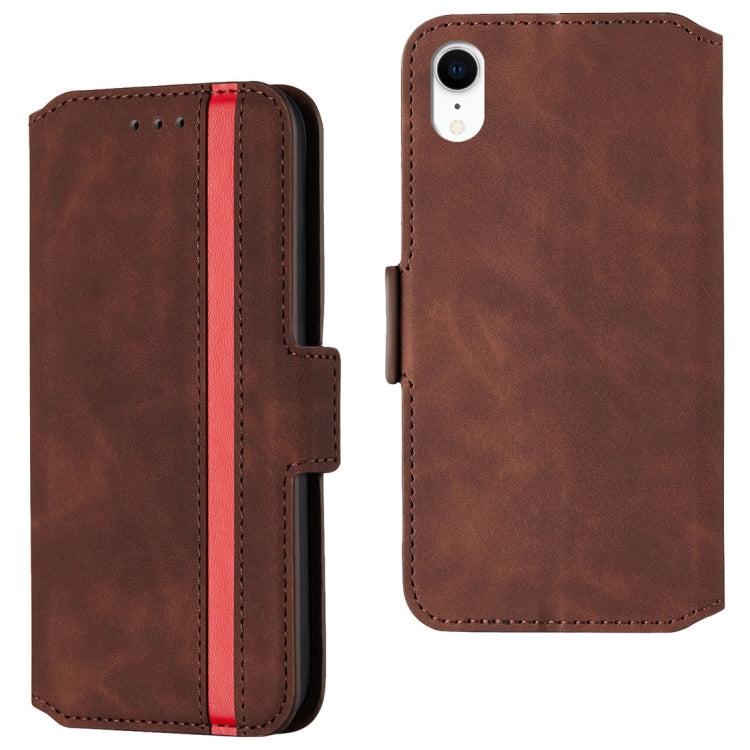 For iPhone XR Retro Frosted Oil Side Horizontal Flip Case with Holder & Card Slots