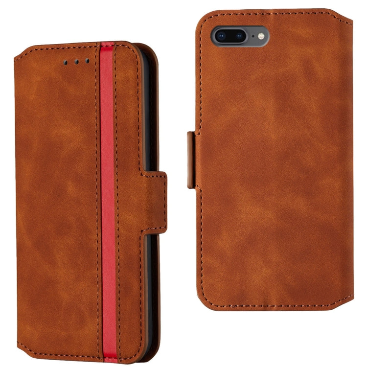 For iPhone 8 Plus & 7 Plus Retro Frosted Oil Side Horizontal Flip Case with Holder & Card Slots