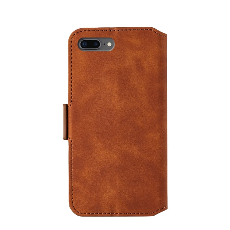 For iPhone 8 Plus & 7 Plus Retro Frosted Oil Side Horizontal Flip Case with Holder & Card Slots