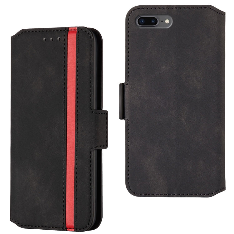 For iPhone 8 Plus & 7 Plus Retro Frosted Oil Side Horizontal Flip Case with Holder & Card Slots