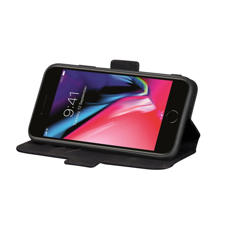 For iPhone 8 Plus & 7 Plus Retro Frosted Oil Side Horizontal Flip Case with Holder & Card Slots