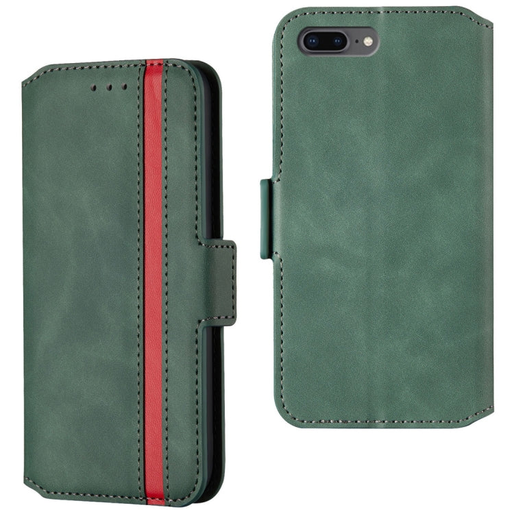 For iPhone 8 Plus & 7 Plus Retro Frosted Oil Side Horizontal Flip Case with Holder & Card Slots