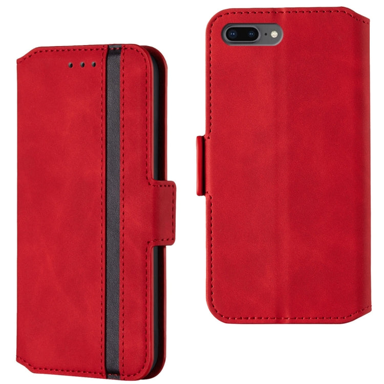 For iPhone 8 Plus & 7 Plus Retro Frosted Oil Side Horizontal Flip Case with Holder & Card Slots