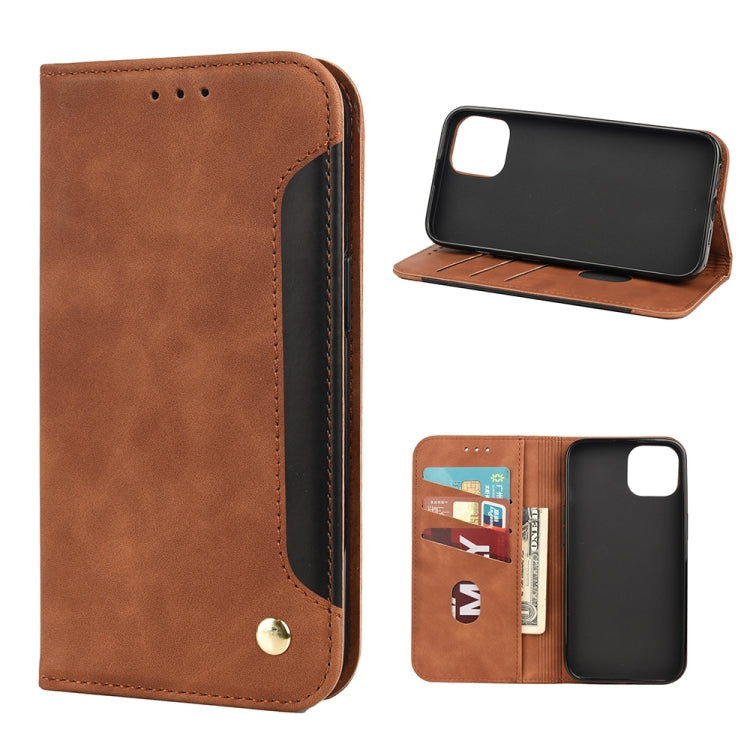 For iPhone 12 Skin Feel Splicing Leather Phone Case