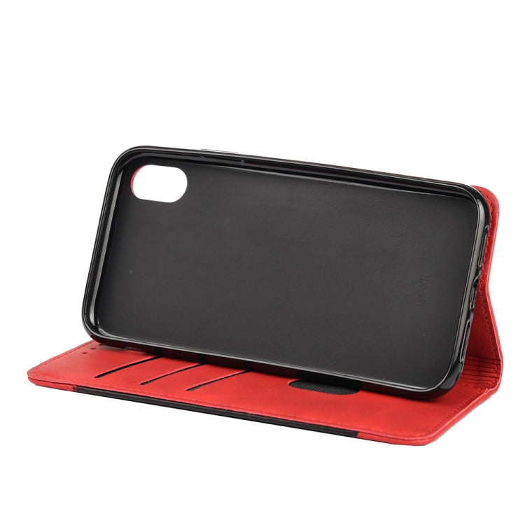 For iPhone XR Skin Feel Splicing Leather Phone Case