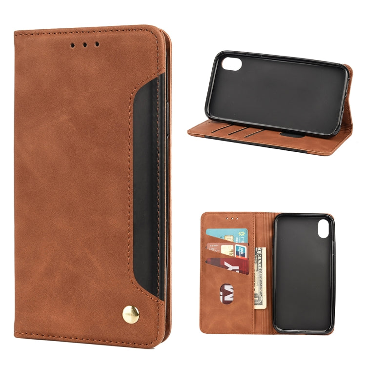 For iPhone XR Skin Feel Splicing Leather Phone Case
