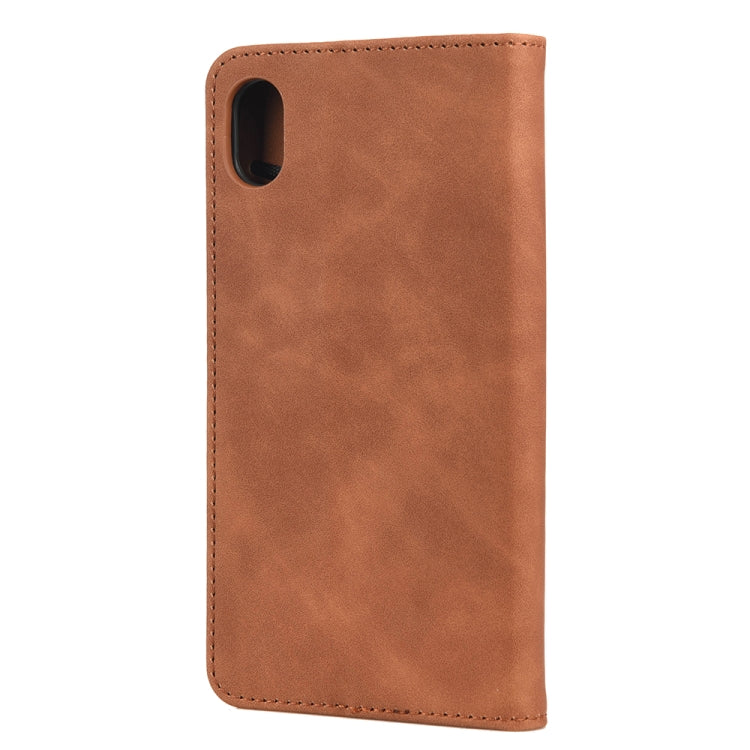 For iPhone XR Skin Feel Splicing Leather Phone Case