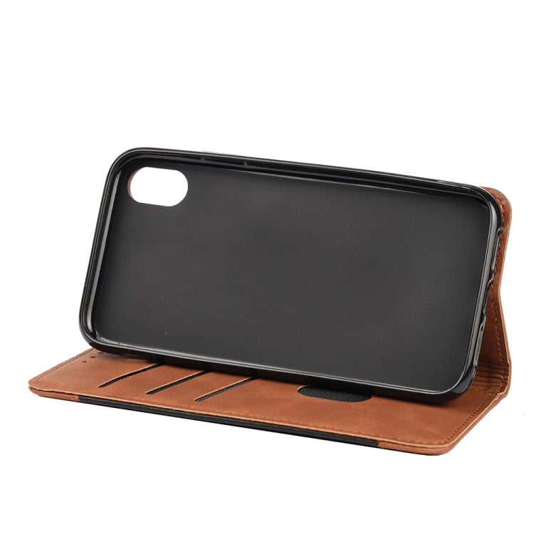 For iPhone XR Skin Feel Splicing Leather Phone Case