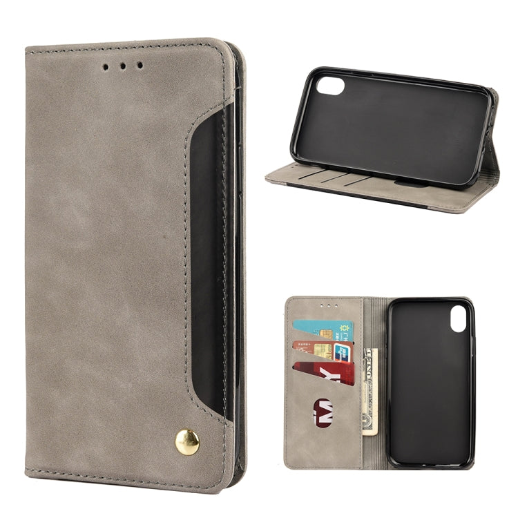 For iPhone XR Skin Feel Splicing Leather Phone Case