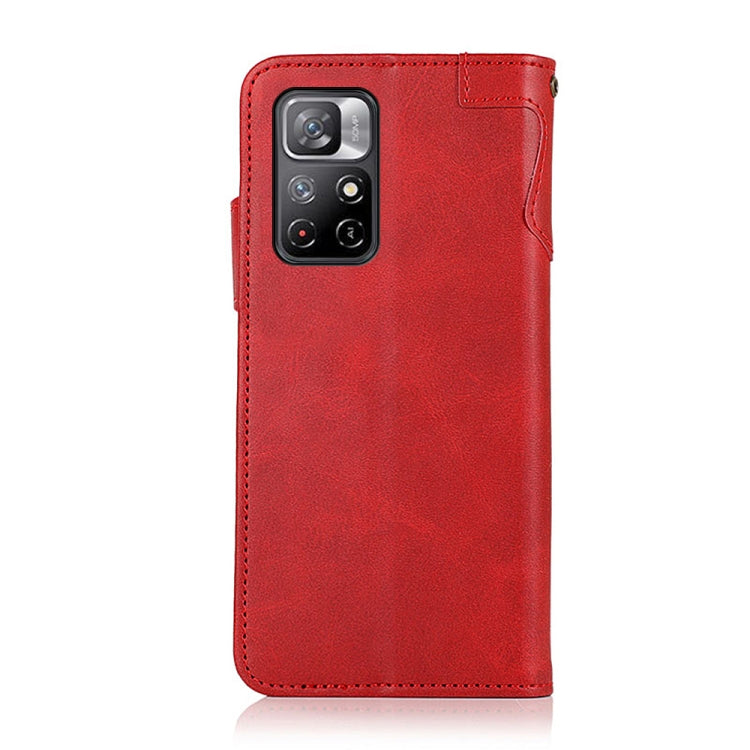 For Xiaomi Redmi Note 11 / Redmi Note 11 5G (China) / Poco M4 Pro 5G / Redmi Note 11T 5G(India)  KHAZNEH Dual-Splicing Cowhide Texture Horizontal Flip Leather Case