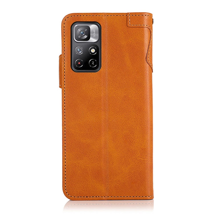 For Xiaomi Redmi Note 11 / Redmi Note 11 5G (China) / Poco M4 Pro 5G / Redmi Note 11T 5G(India)  KHAZNEH Dual-Splicing Cowhide Texture Horizontal Flip Leather Case