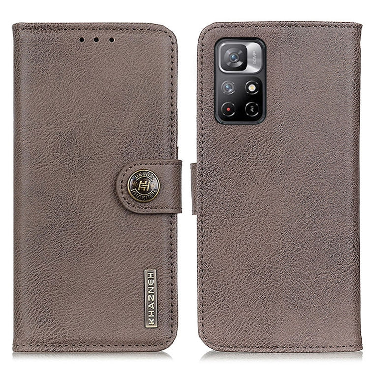 For Xiaomi Redmi Note 11 / Redmi Note 11 5G (China) / Poco M4 Pro 5G / Redmi Note 11T 5G(India)  KHAZNEH Cowhide Texture Horizontal Flip Leather Phone Case with Holder & Card Slots & Wallet