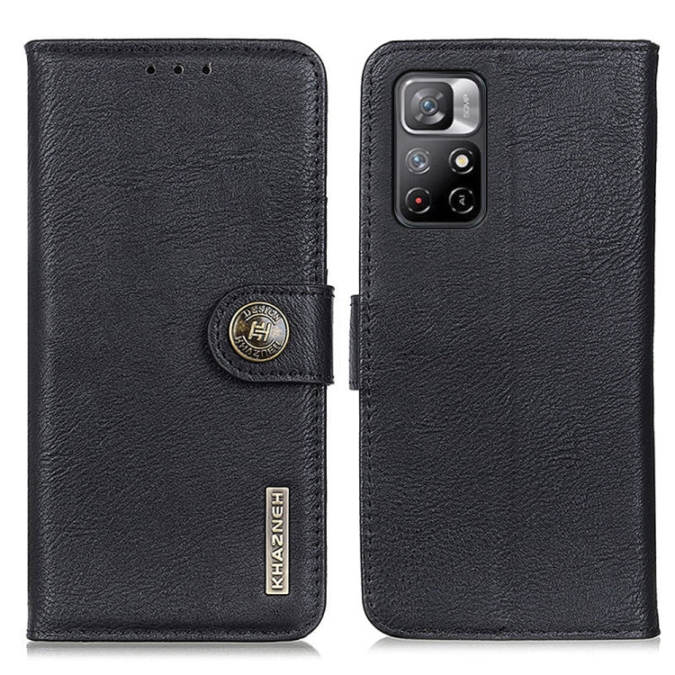 For Xiaomi Redmi Note 11 / Redmi Note 11 5G (China) / Poco M4 Pro 5G / Redmi Note 11T 5G(India)  KHAZNEH Cowhide Texture Horizontal Flip Leather Phone Case with Holder & Card Slots & Wallet