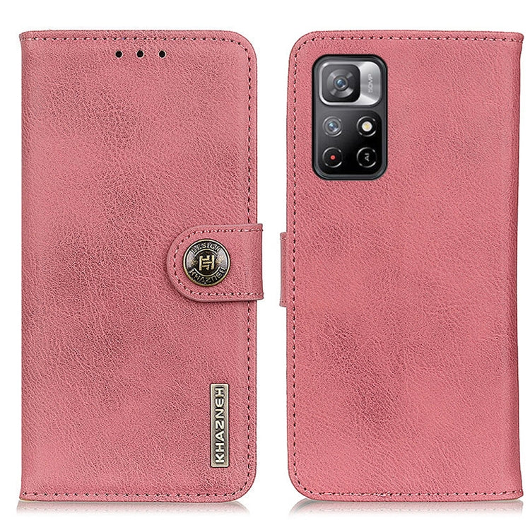 For Xiaomi Redmi Note 11 / Redmi Note 11 5G (China) / Poco M4 Pro 5G / Redmi Note 11T 5G(India)  KHAZNEH Cowhide Texture Horizontal Flip Leather Phone Case with Holder & Card Slots & Wallet
