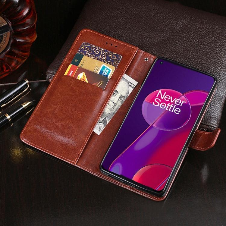 For OnePlus 9RT 5G idewei Crazy Horse Texture Leather Phone Case with Holder & Card Slots & Wallet