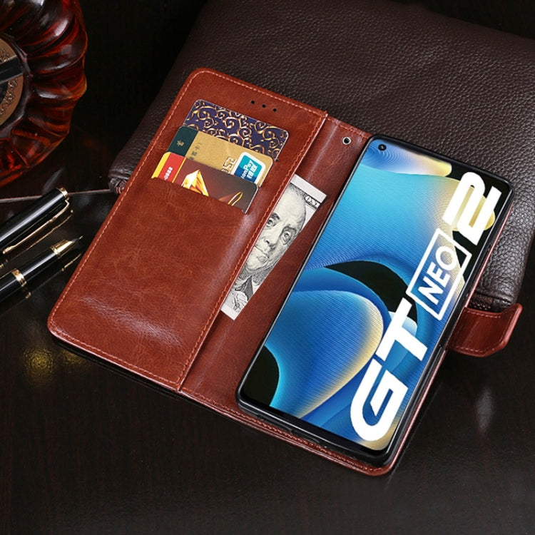 For OPPO Realme GT Neo2 idewei Crazy Horse Texture Leather Phone Case with Holder & Card Slots & Wallet