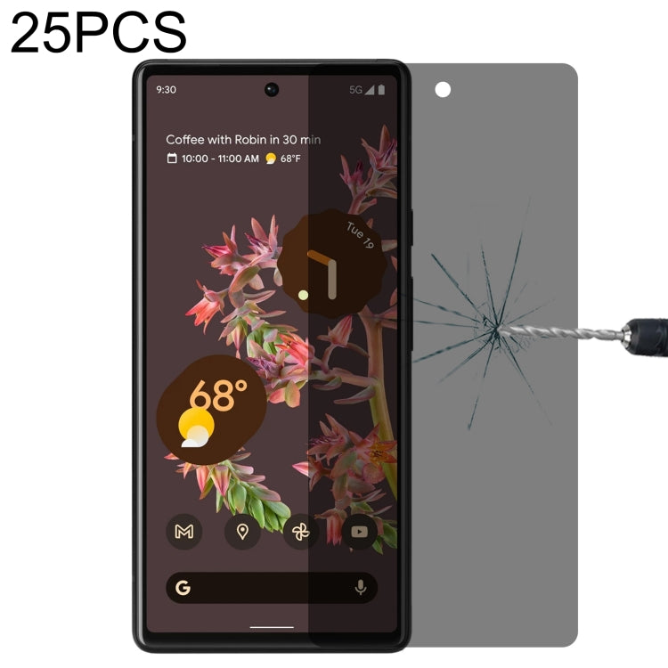 For Google Pixel 6 25pcs 0.3mm 9H Surface Hardness 3D Curved Surface Privacy Glass Film