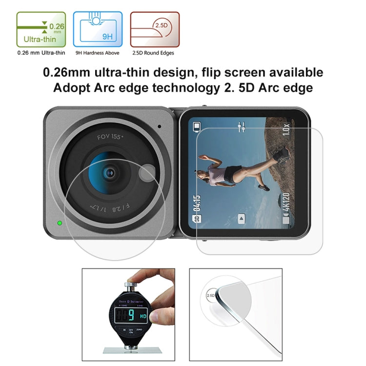 For DJI Action 2 0.26mm 9H 2.5D Tempered Glass Film