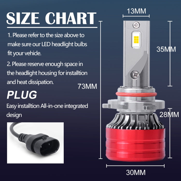 1 Pair F5 9005 DC9-23V / 24W / 6500K / 2500LM IP67 Car LED 3570 Lamp Beads Headlight(White Light)