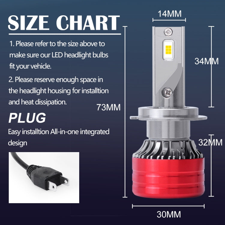 1 Pair F5 H7 DC9-23V / 24W / 6500K / 2500LM IP67 Car LED 3570 Lamp Beads Headlight(White Light)